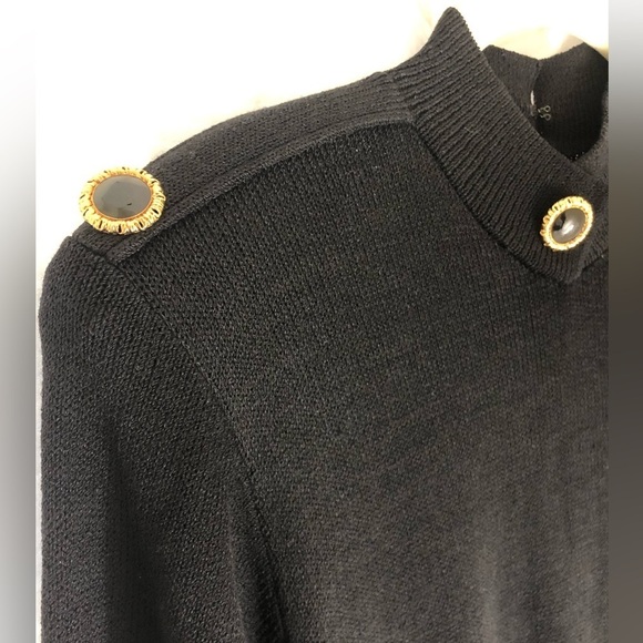 Vintage St. John for Saks Fifth Avenue Black Santana Knit Dress Size 4 Gold - Picture 6 of 8